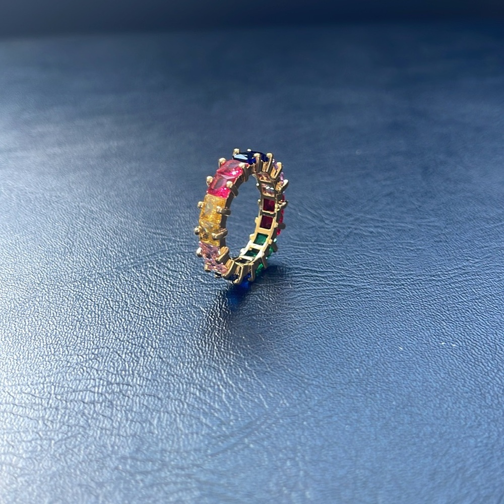 Multi- Color Shiny Colorful Gradient Color Ring with Gift Box - Picture 4 of 5
